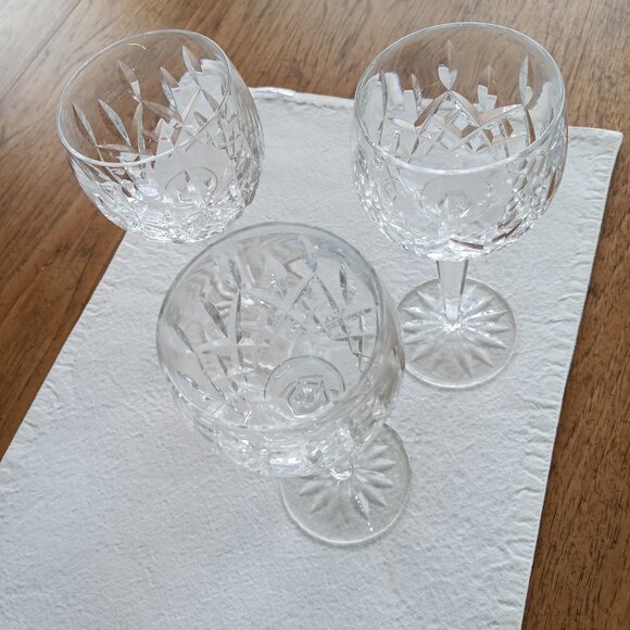 Three Waterford Crystal Wine Goblets Lismore Pattern 7-3/8" - Picture 1 of 4